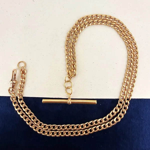 Vintage 9ct Rose Gold Lightweight Curb Link Albert Chain — image 2