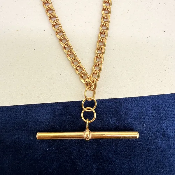 Vintage 9ct Rose Gold Lightweight Curb Link Albert Chain — image 4