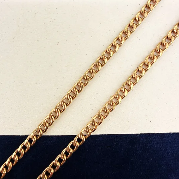 Vintage 9ct Rose Gold Lightweight Curb Link Albert Chain — image 5