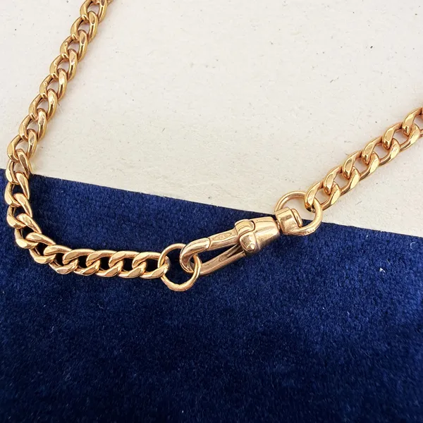 Vintage 9ct Rose Gold Lightweight Curb Link Albert Chain — image 6
