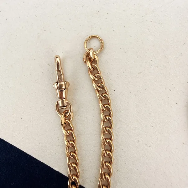 Vintage 9ct Rose Gold Lightweight Curb Link Albert Chain — image 7