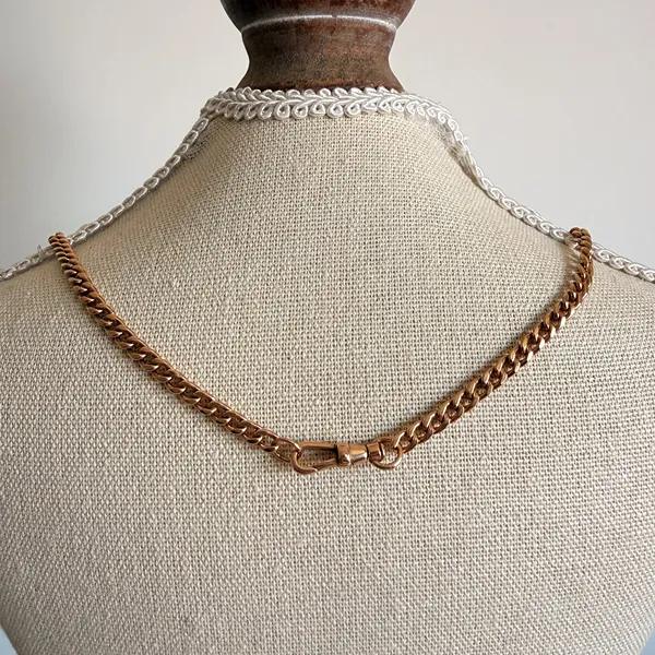 Vintage 9ct Rose Gold Lightweight Curb Link Albert Chain — image 10