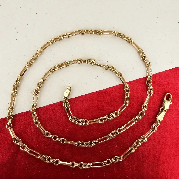 Vintage 9ct Yellow Gold Fancy Link Chain Necklace — image 3