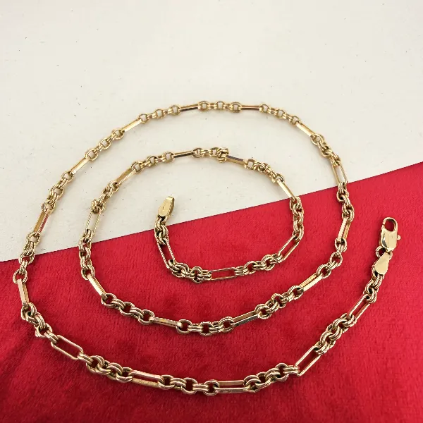 Vintage 9ct Yellow Gold Fancy Link Chain Necklace — image 4