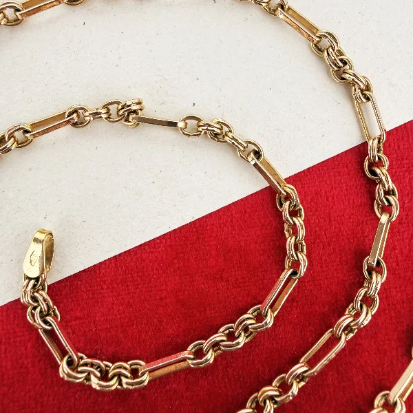 Vintage 9ct Yellow Gold Fancy Link Chain Necklace — image 5