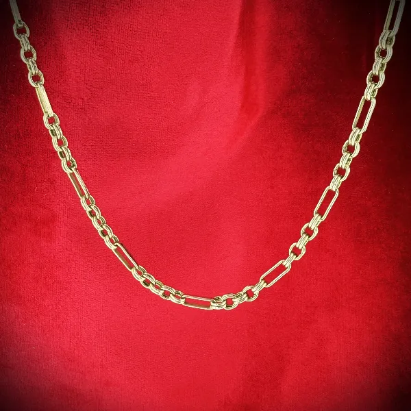 Vintage 9ct Yellow Gold Fancy Link Chain Necklace