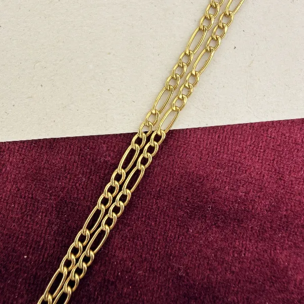 Vintage 9ct Yellow Gold Figaro Albert Style Chain — image 5