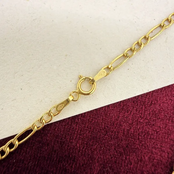 Vintage 9ct Yellow Gold Figaro Albert Style Chain — image 6