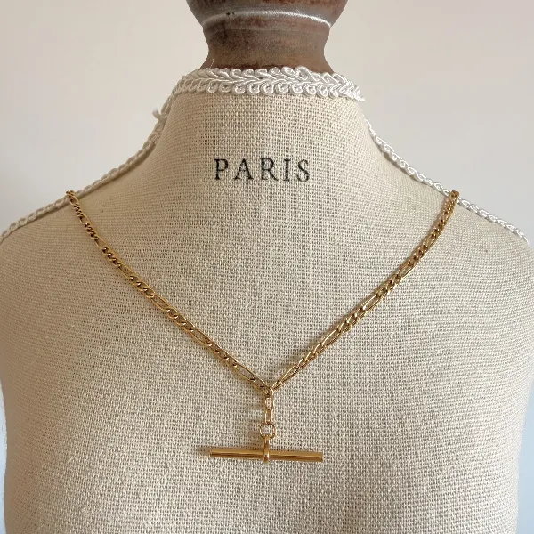 Vintage 9ct Yellow Gold Figaro Albert Style Chain — image 7