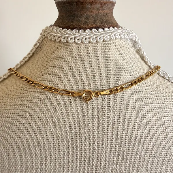 Vintage 9ct Yellow Gold Figaro Albert Style Chain — image 9