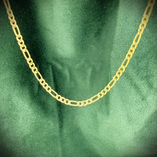 Vintage 9ct Yellow Gold Figaro Chain Necklace