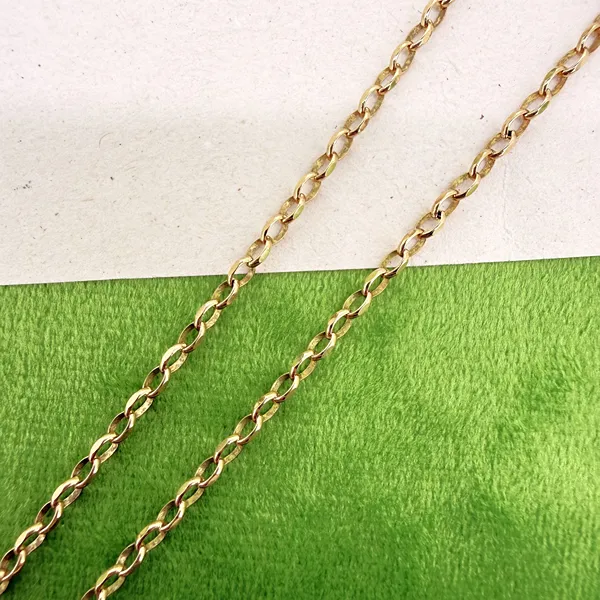 Vintage 9ct Yellow Gold Oval Belcher T-Bar Necklace — image 5