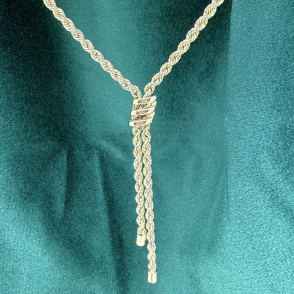 Vintage 9ct Yellow Gold Rope Tassel Necklace — image 2