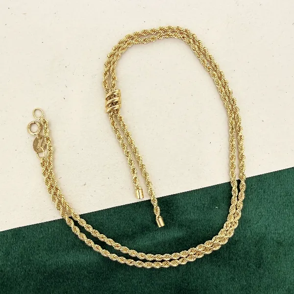 Vintage 9ct Yellow Gold Rope Tassel Necklace — image 3