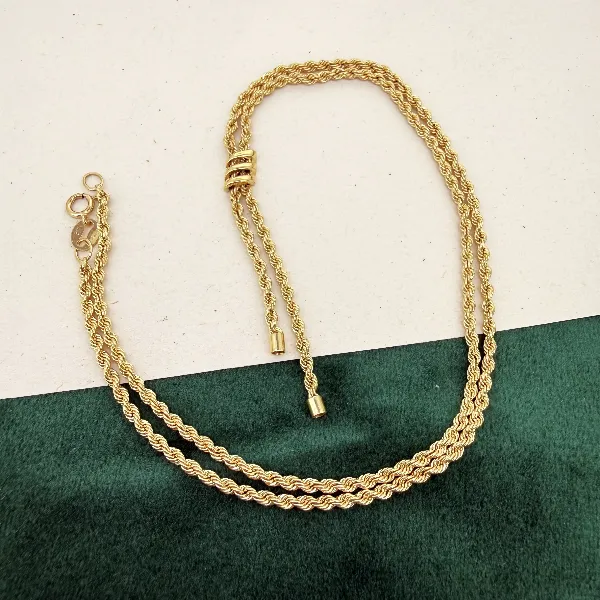 Vintage 9ct Yellow Gold Rope Tassel Necklace — image 4