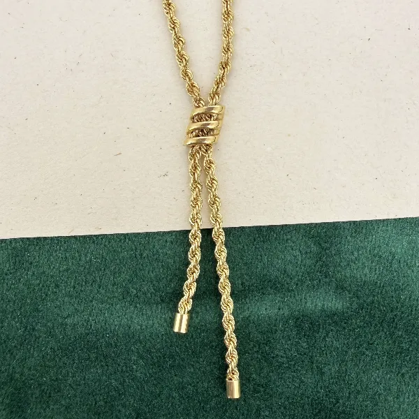 Vintage 9ct Yellow Gold Rope Tassel Necklace — image 5