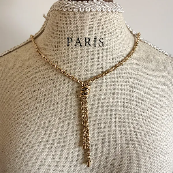 Vintage 9ct Yellow Gold Rope Tassel Necklace — image 9