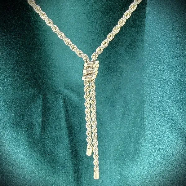 Vintage 9ct Yellow Gold Rope Tassel Necklace