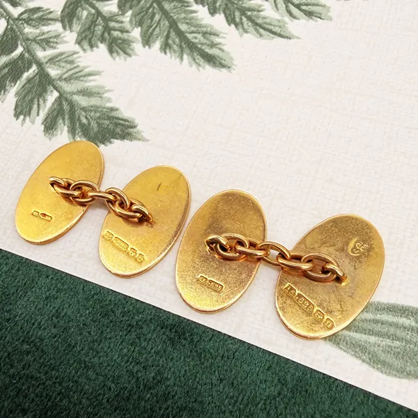 Antique 15ct Yellow Gold Engraved Floral Cufflinks, Birmingham 1919 — image 6
