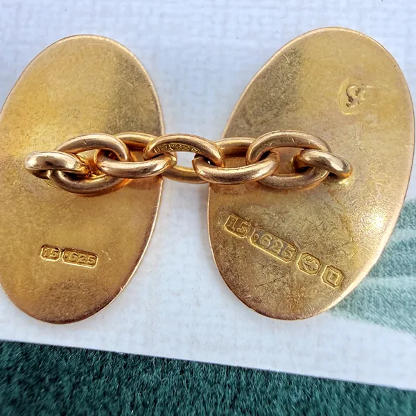 Antique 15ct Yellow Gold Engraved Floral Cufflinks, Birmingham 1919 — image 7