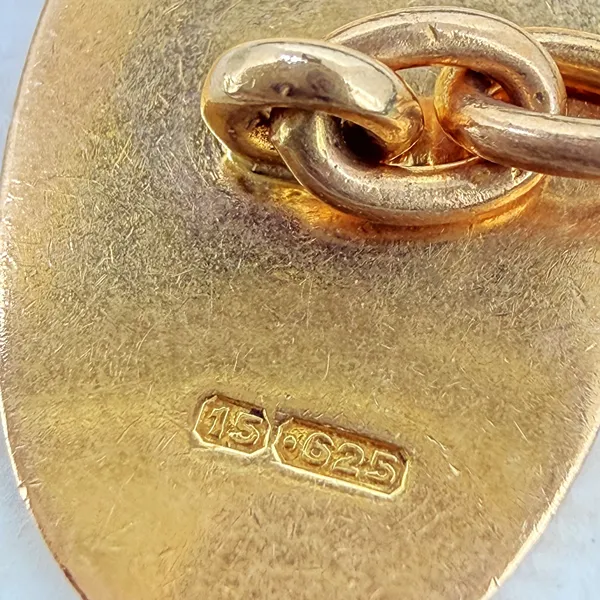 Antique 15ct Yellow Gold Engraved Floral Cufflinks, Birmingham 1919 — image 8