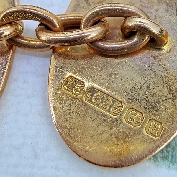 Antique 15ct Yellow Gold Engraved Floral Cufflinks, Birmingham 1919 — image 9