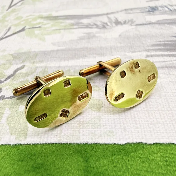 9ct Yellow Gold Millennium Cufflinks, Birmingham 2000 — image 3