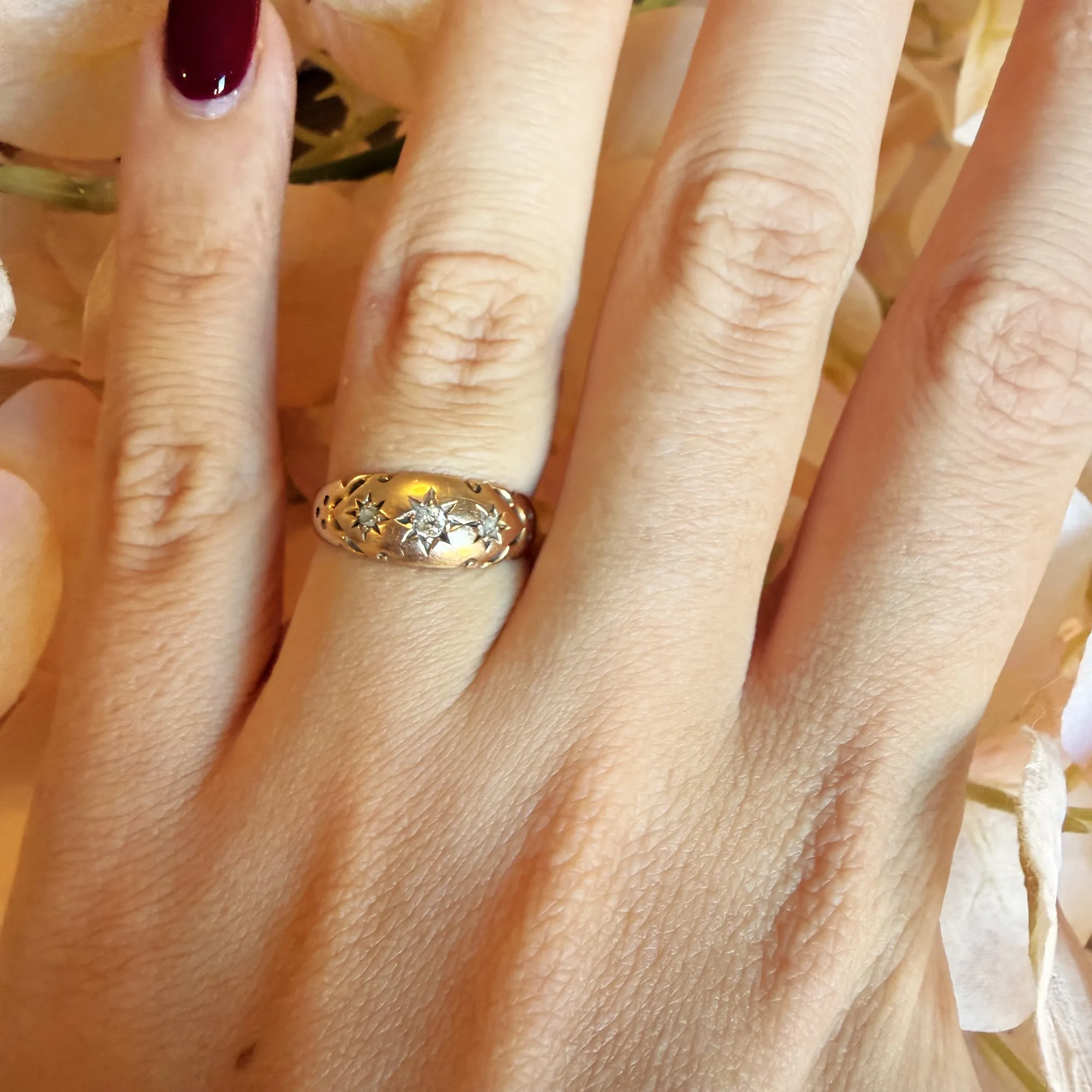 Victorian 15ct Yellow Gold Diamond Gypsy Ring, Birmingham 1892 — image 11