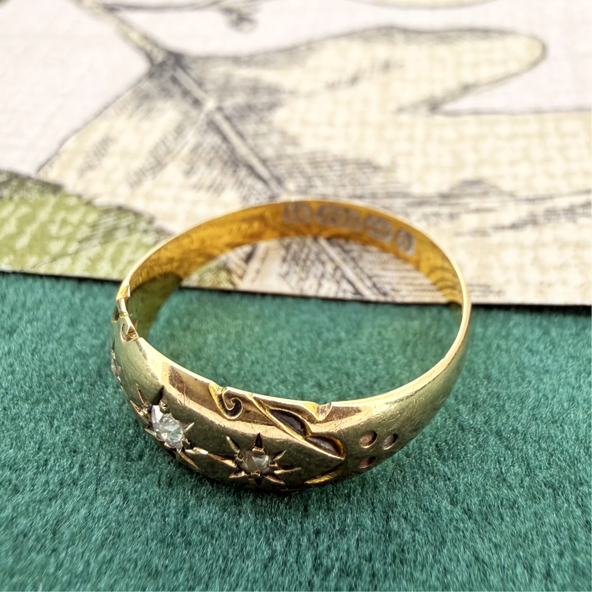 Victorian 15ct Yellow Gold Diamond Gypsy Ring, Birmingham 1892 — image 6
