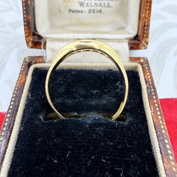 Edwardian 18ct Gold Ruby & Diamond Boat Ring, Chester 1906 — image 9