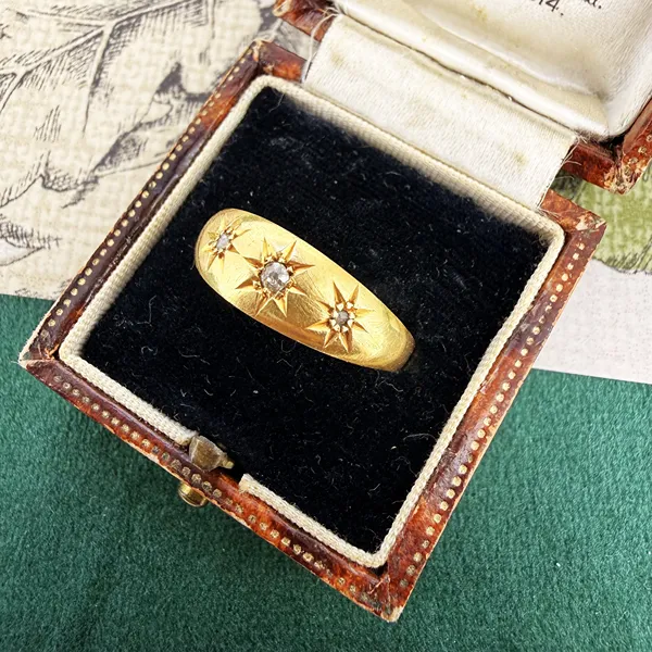 Antique 18ct Yellow Gold Diamond Gypsy Ring, Birmingham 1915 — image 3