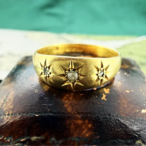 Antique 18ct Yellow Gold Diamond Gypsy Ring, Birmingham 1915 — image 4