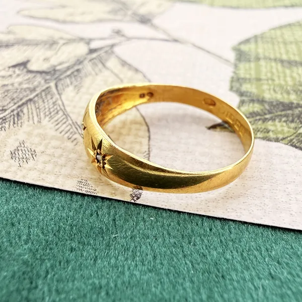 Antique 18ct Yellow Gold Diamond Gypsy Ring, Birmingham 1915 — image 6