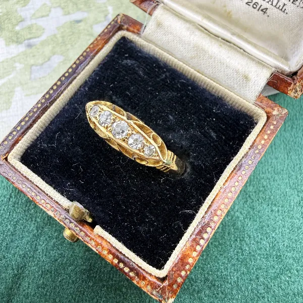 Edwardian 18ct Gold Diamond Boat Ring, Birmingham 1912 — image 3