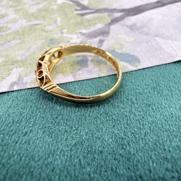 Edwardian 18ct Gold Diamond Boat Ring, Birmingham 1912 — image 6