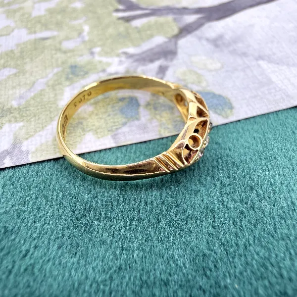 Edwardian 18ct Gold Diamond Boat Ring, Birmingham 1912 — image 7