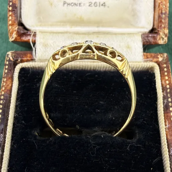 Edwardian 18ct Gold Diamond Boat Ring, Birmingham 1912 — image 9