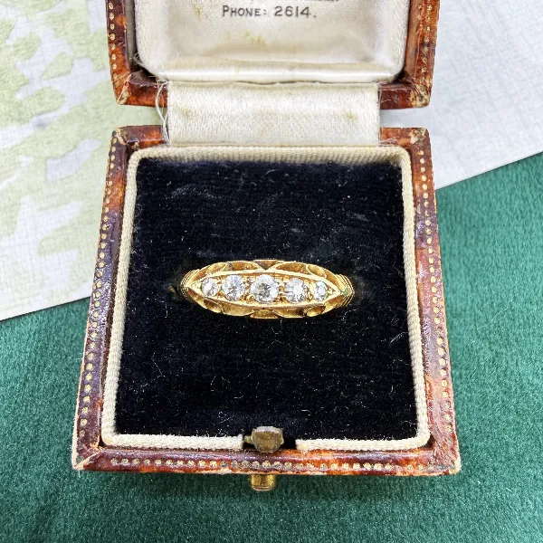 Edwardian 18ct Gold Diamond Boat Ring, Birmingham 1912