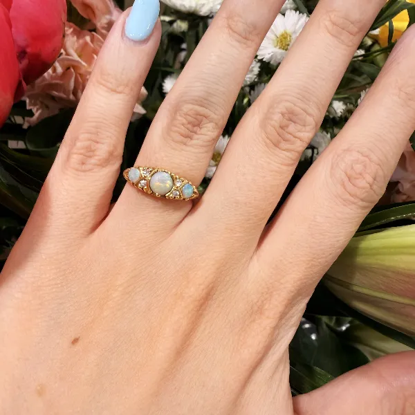 Vintage 18ct Gold Opal & Diamond Ring, Birmingham 1976 — image 11