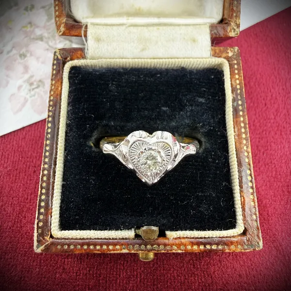Vintage 18ct Gold Diamond Heart Ring, Birmingham 1992