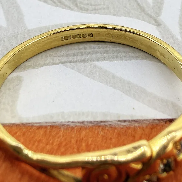 Vintage 18ct Gold Diamond Scroll Ring, Birmingham 2003 — image 8