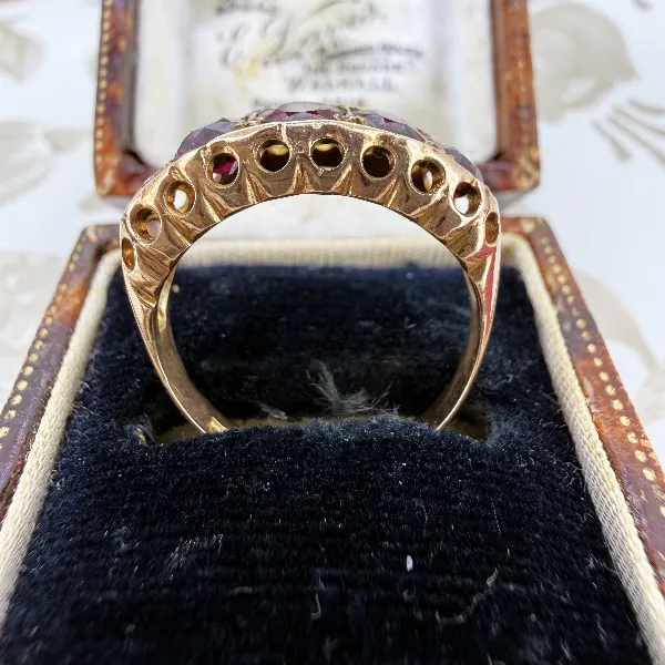 Antique Edwardian 9ct Rose Gold Five Stone Garnet Ring, Chester 1916 — image 9