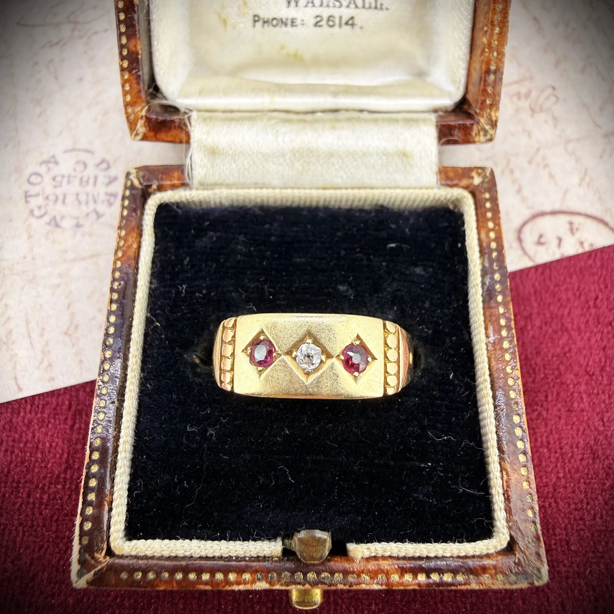 Victorian 15ct Gold Ruby & Diamond Ring, Birmingham 1889