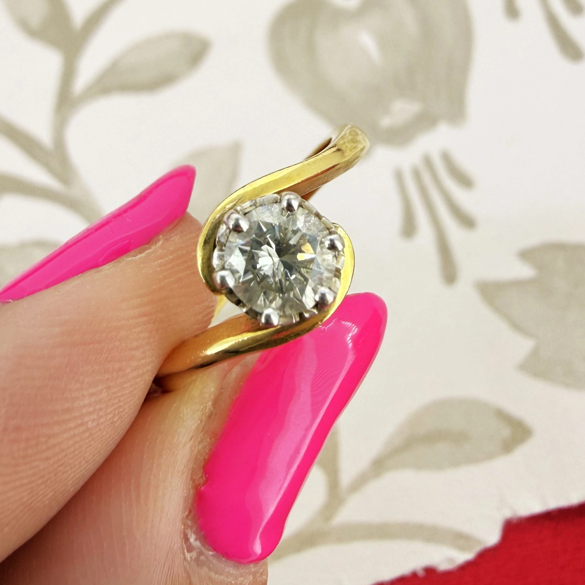 Vintage 18ct Yellow Gold 0.50ct Diamond Solitaire Twist — image 5