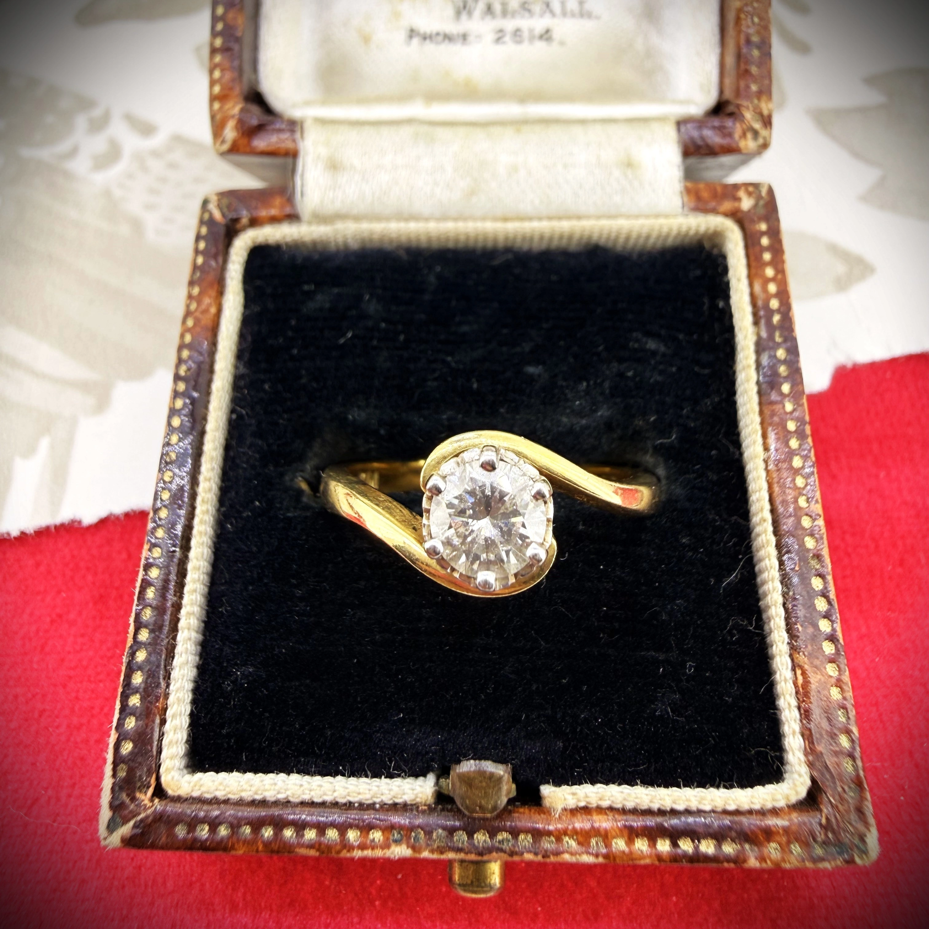 Vintage 18ct Yellow Gold 0.50ct Diamond Solitaire Twist